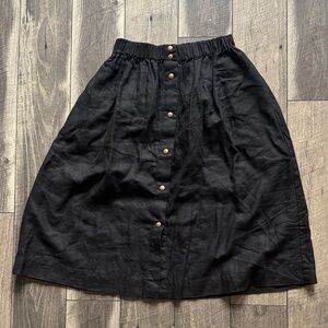 Deepest black NPL Marseille skirt with brass snaps